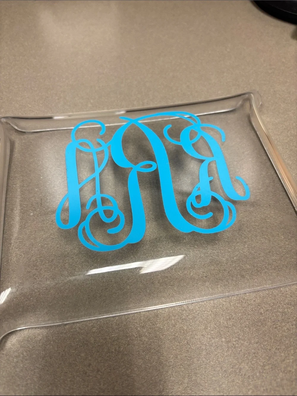RAR Clear Acrylic Tray with Blue Monogram